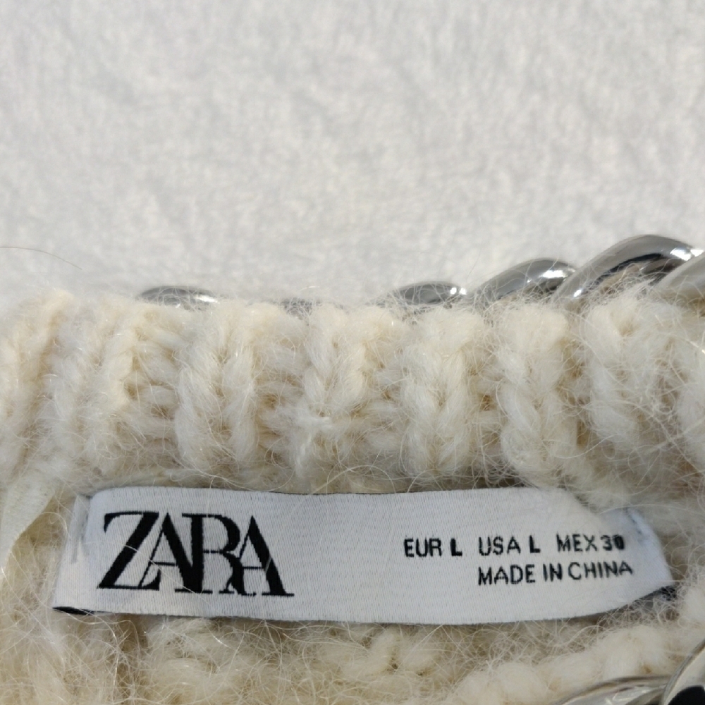 Zara Cream Cable Knit Sweater - Picture 5 of 12